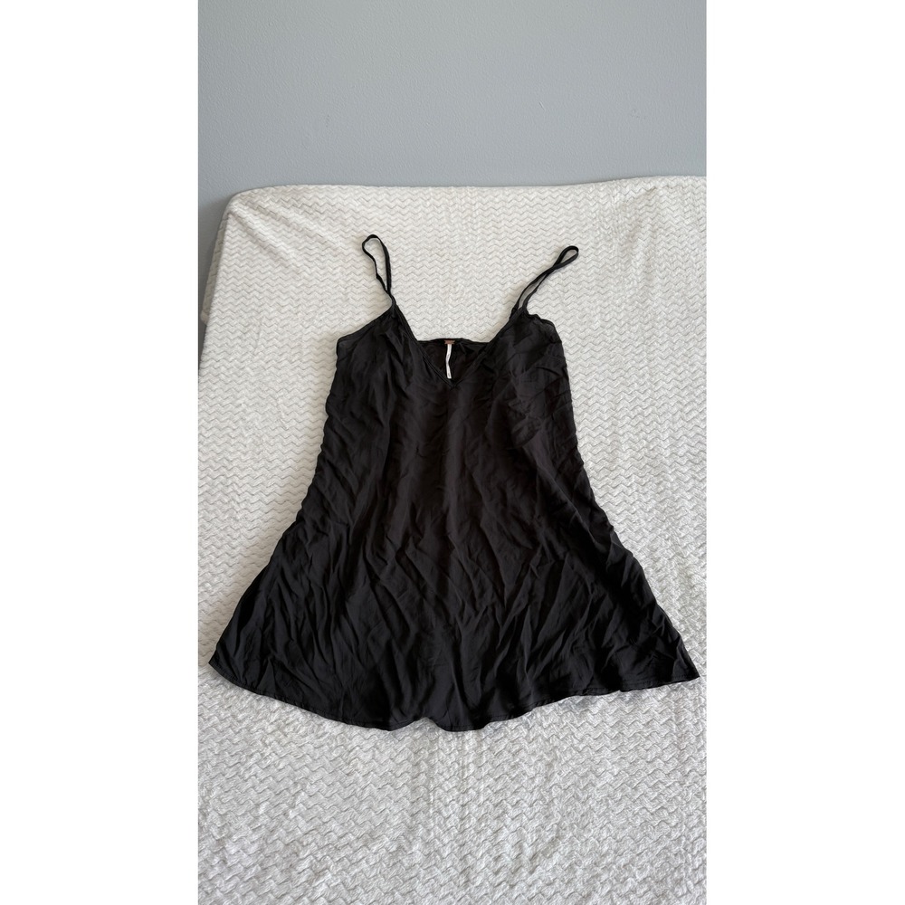Free People Intimately Black V-Neck Slip Dress Adjustable Straps Medium 4308